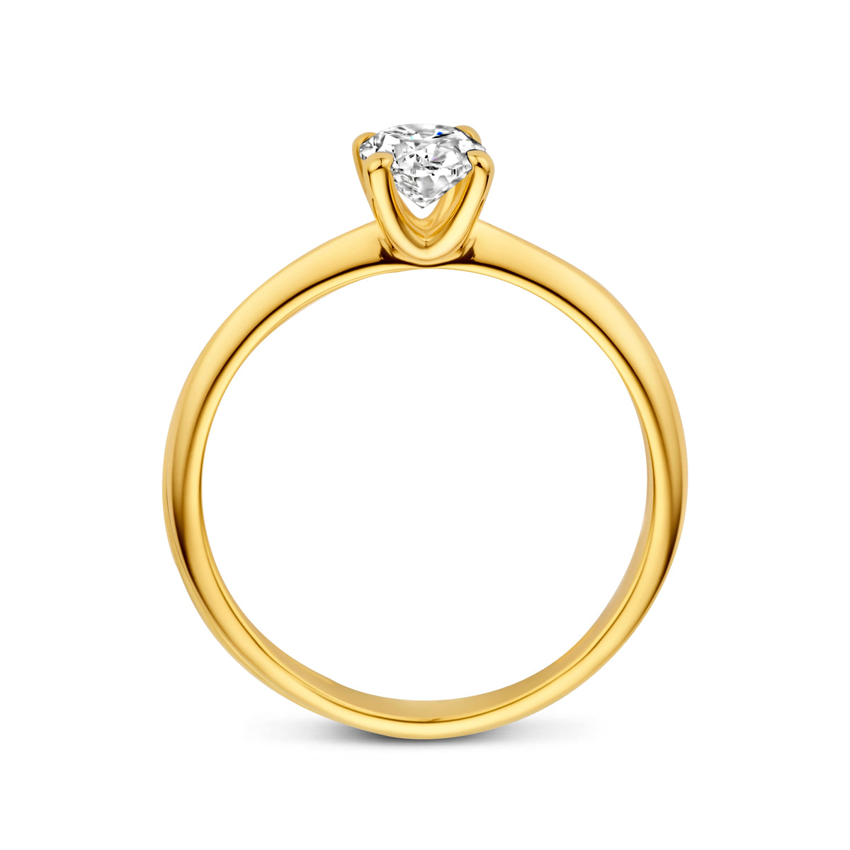 Zijaanzicht van de 14 karaat gouden ring met lab grown diamant 0,50 ct