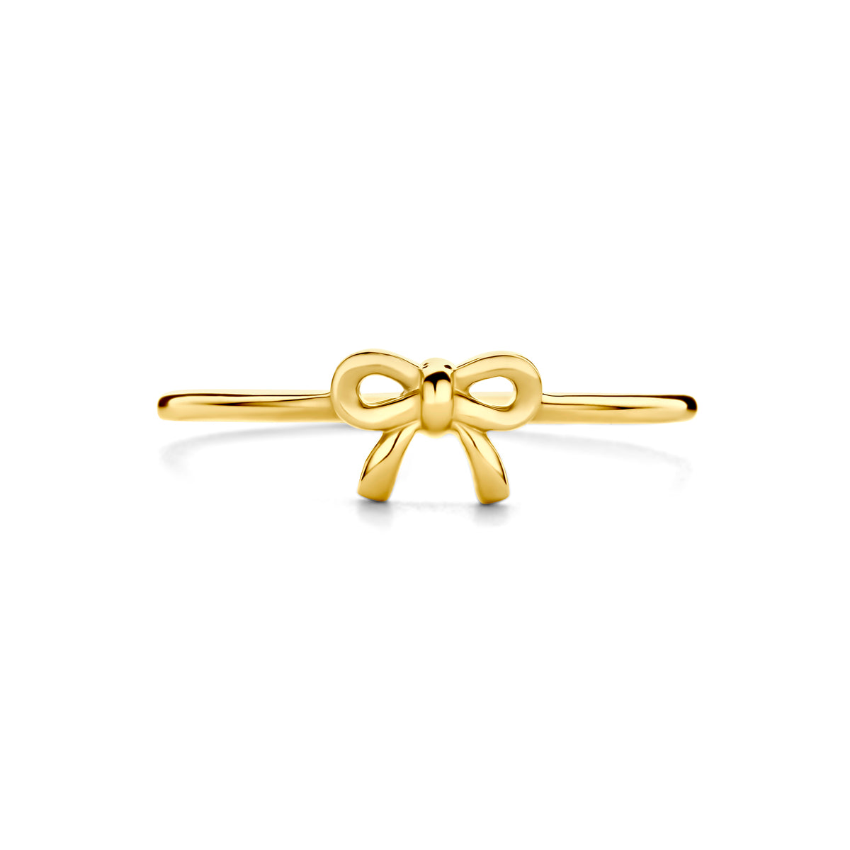 Bovenaanzicht van de 14 karaat gouden strik ring