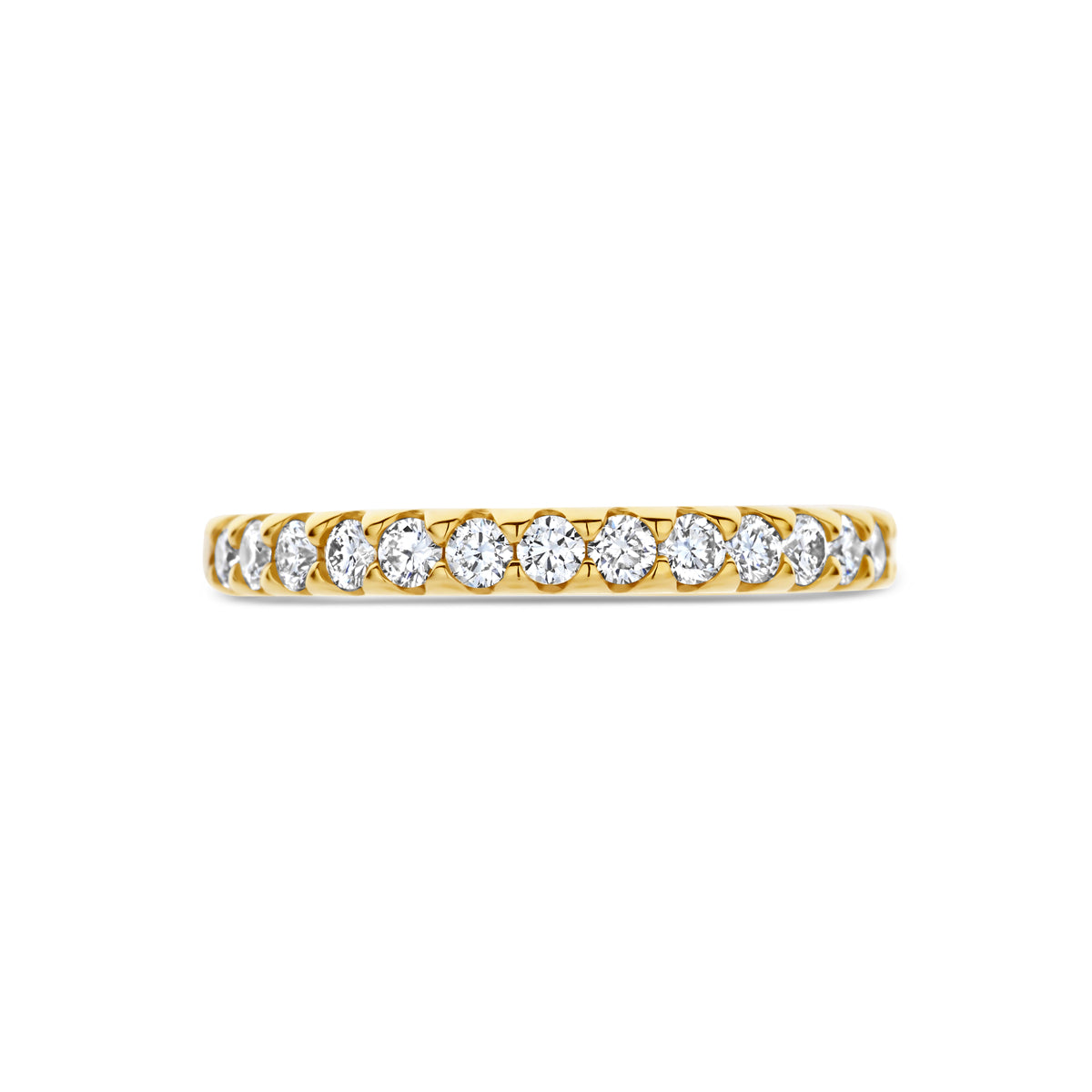 Bovenaanzicht van de gouden aanschuifring met lab grown diamant van 14 karaat, 0,50 ct.
