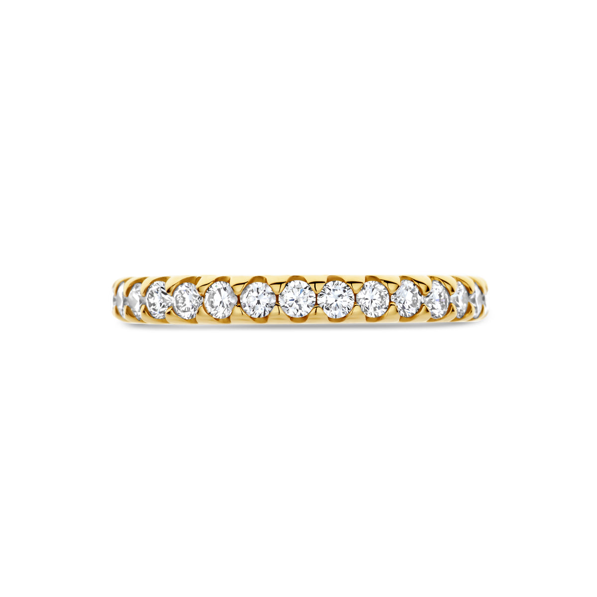 Bovenaanzicht van de gouden aanschuifring met lab grown diamant van 14 karaat, 1,00 ct.