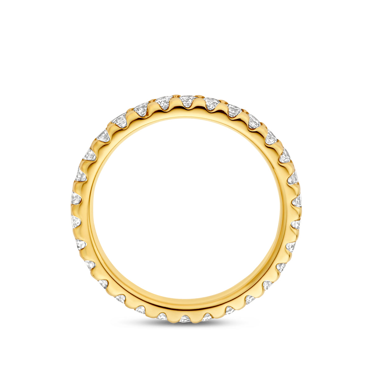 Zijaanzicht van de gouden aanschuifring met lab grown diamant van 14 karaat, 1,00 ct.