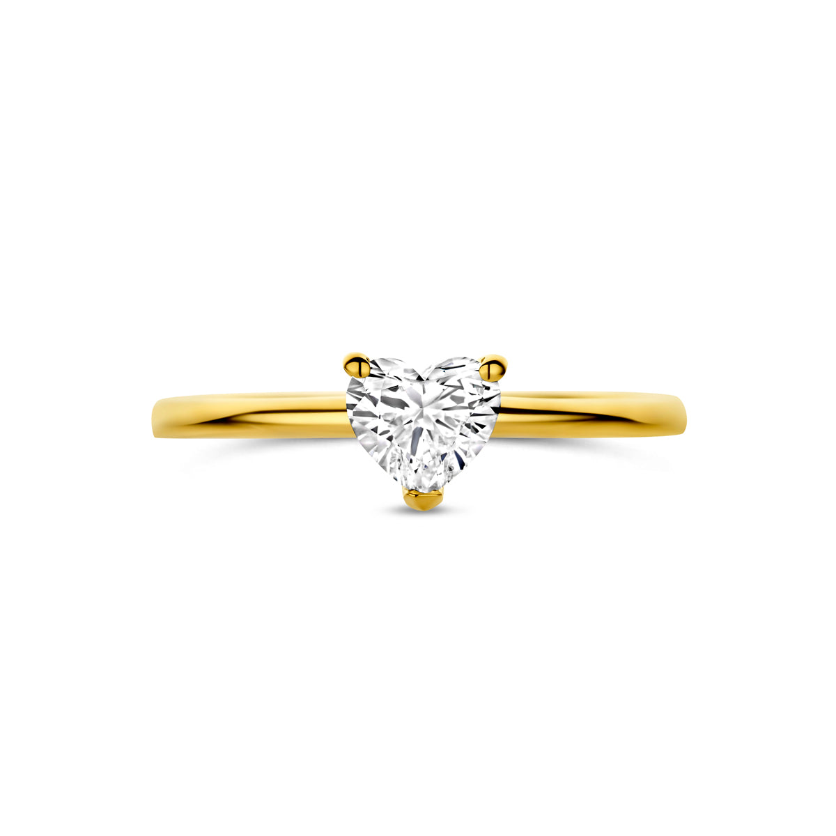 Bovenaanzicht van de gouden hartjes ring met lab grown diamant van 14 karaat, 0,50 ct.