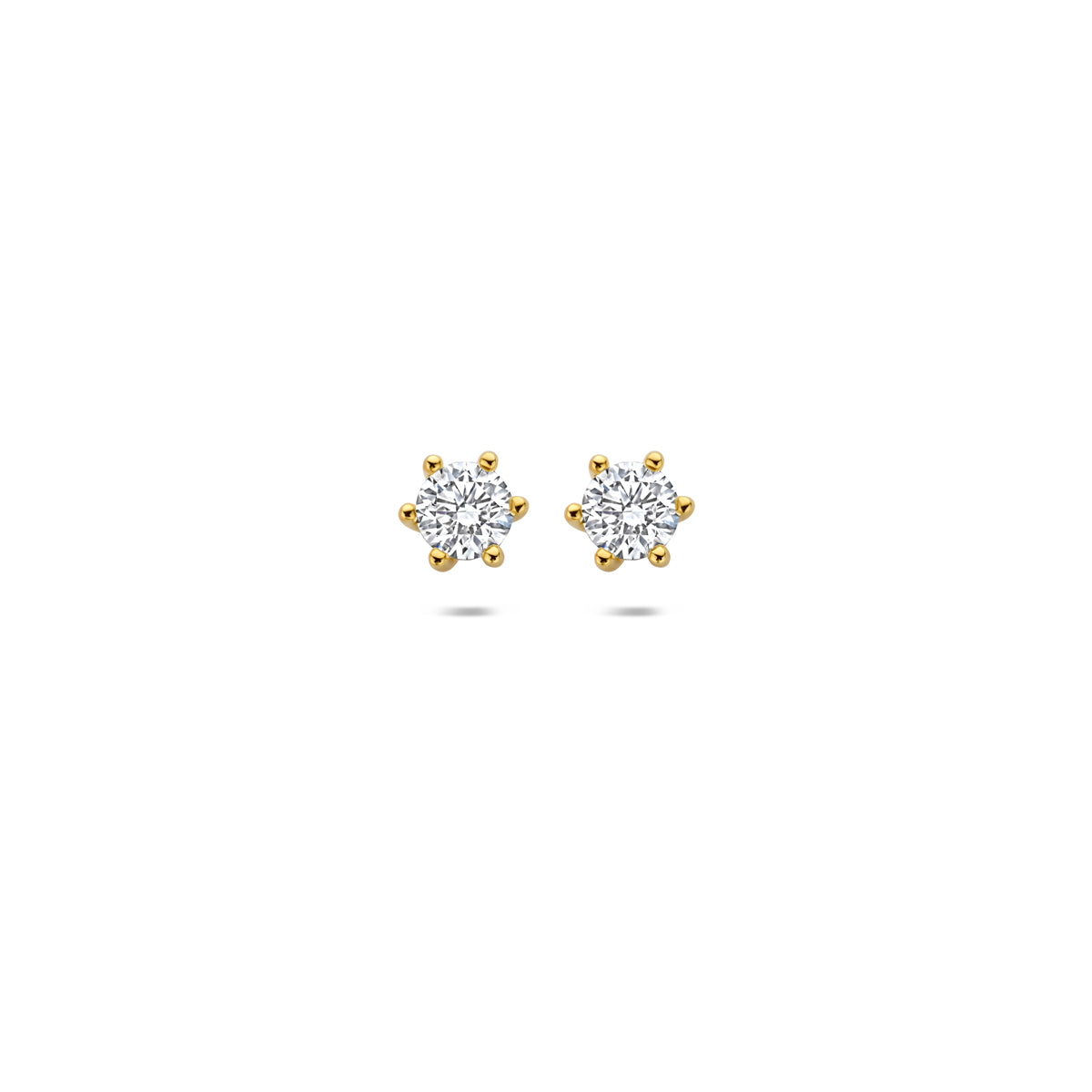 Vooraanzicht van de 14 karaat gouden lab grown diamant oorknoppen 0,50 ct.