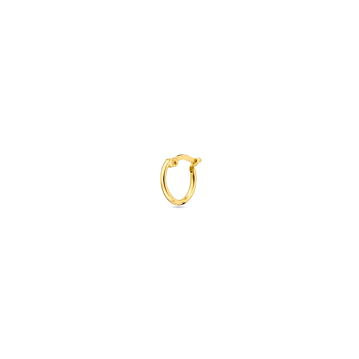 Vooraanzicht van de gouden oorring van 14 karaat.