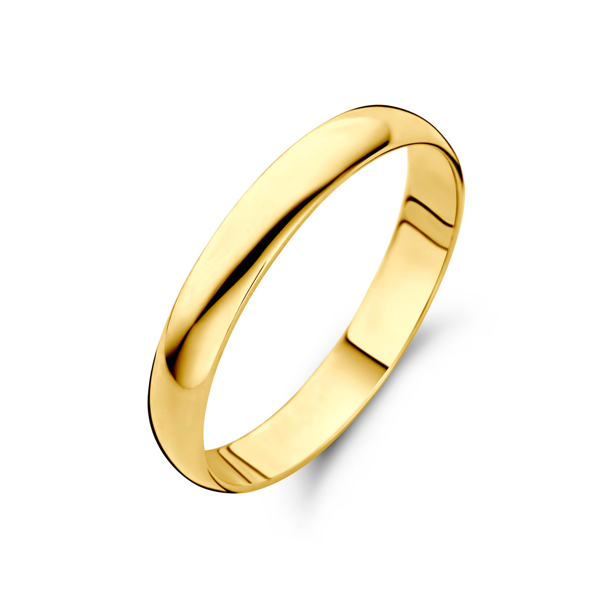 Schuin bovenaanzicht van de gouden ring van 14 karaat.