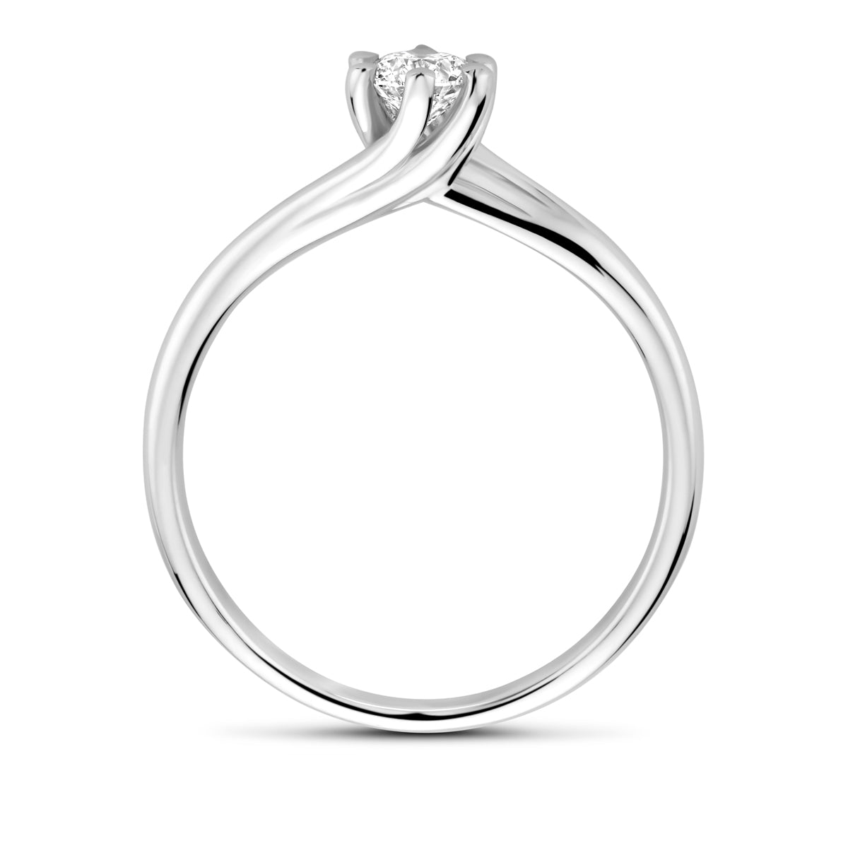 Zijaanzicht van de witgouden ring met lab grown diamant van 14 karaat, 0,30 ct.
