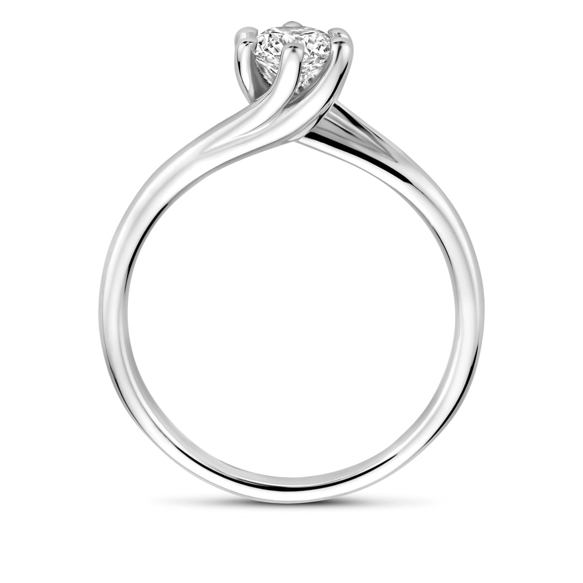 Zijaanzicht van de witgouden ring met lab grown diamant van 14 karaat, 0,50 ct.