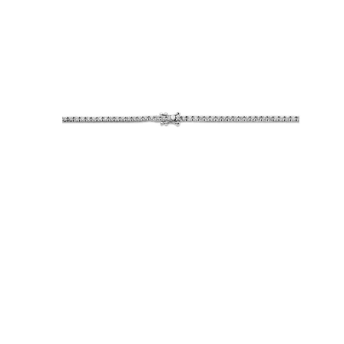 Detail van de witgouden tennisketting met lab grown diamant van 14 karaat, 3,00 ct.