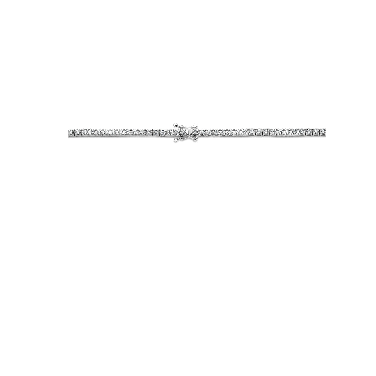 Detail van de witgouden tennisketting met lab grown diamant van 14 karaat, 5,00 ct.