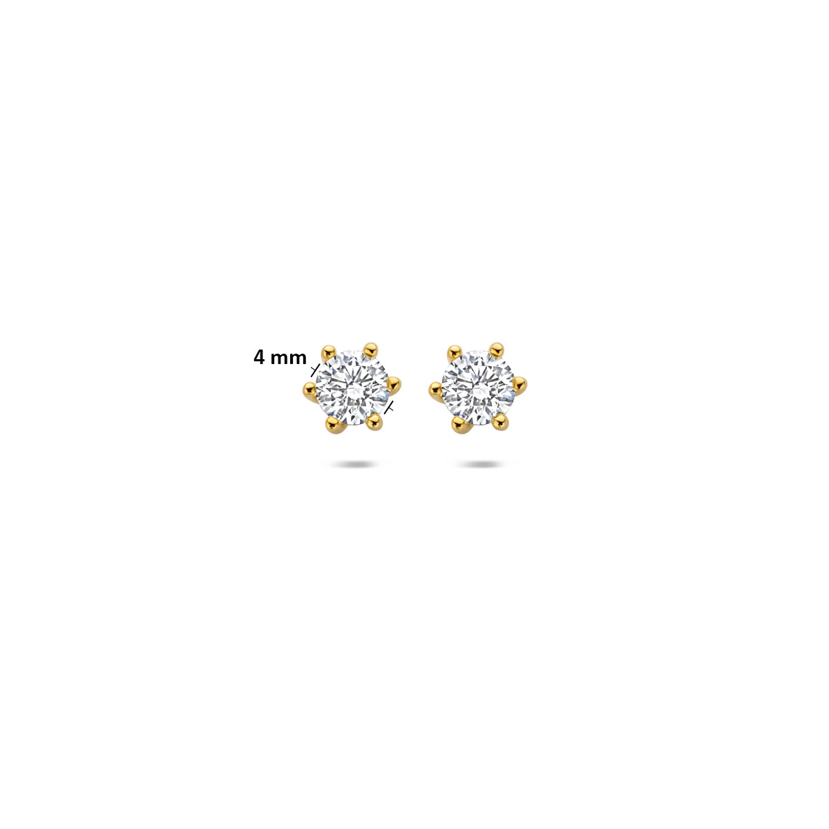 Technische afbeelding van de 14 karaat gouden lab grown diamant oorknoppen 0,50 ct met afmetingen.