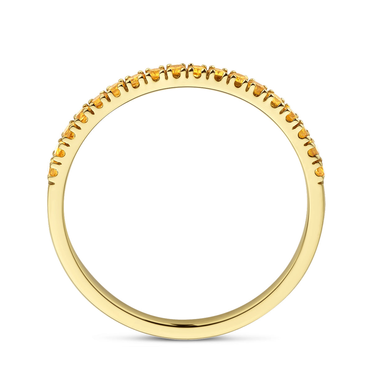 Bovenaanzicht van de gouden geboortesteen ring november met citrien van 14 karaat.