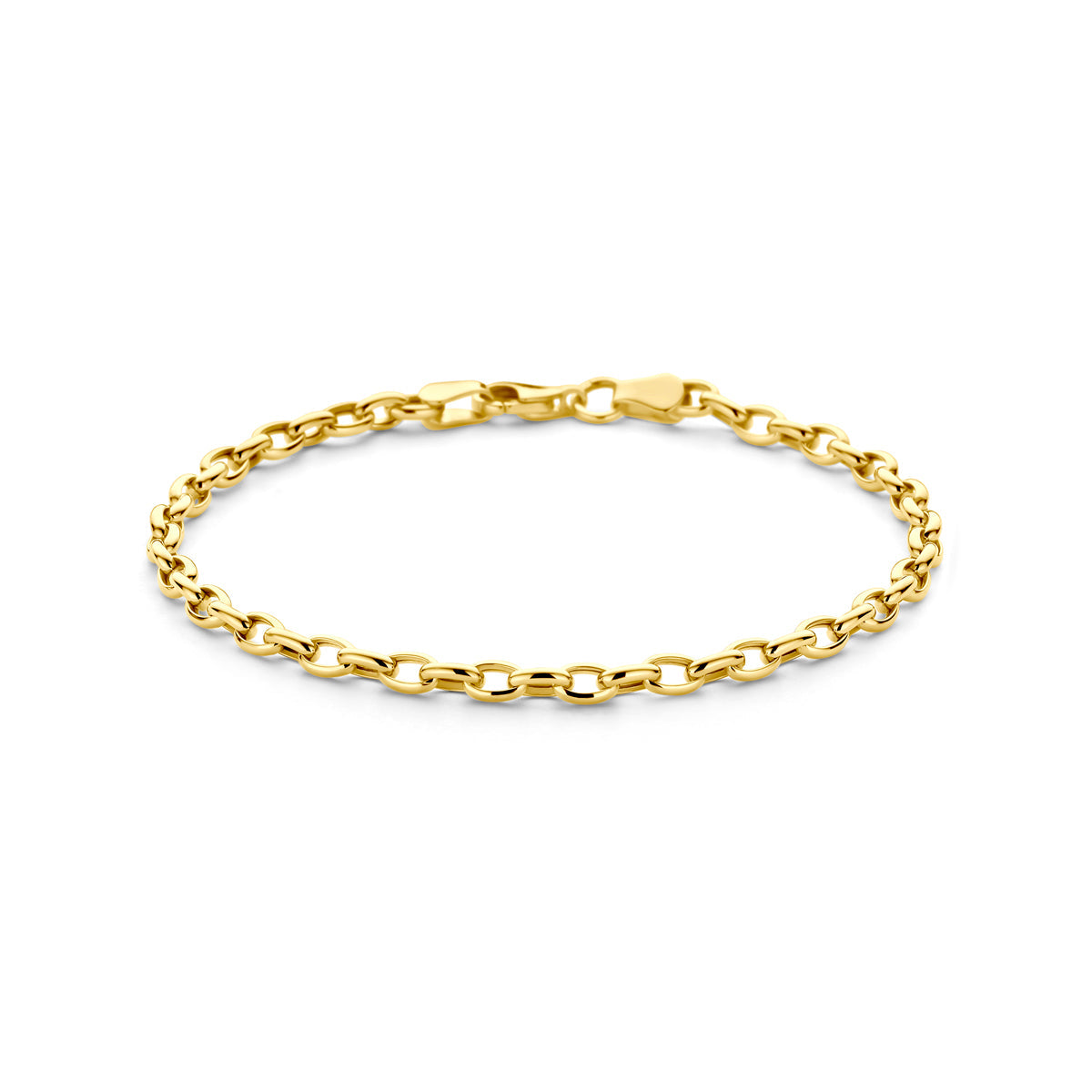 Vooraanzicht van de 9 karaat armband in geelkleurig met ankerschakel
