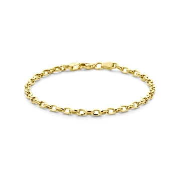 Vooraanzicht van de 9 karaat armband in geelkleurig met ankerschakel