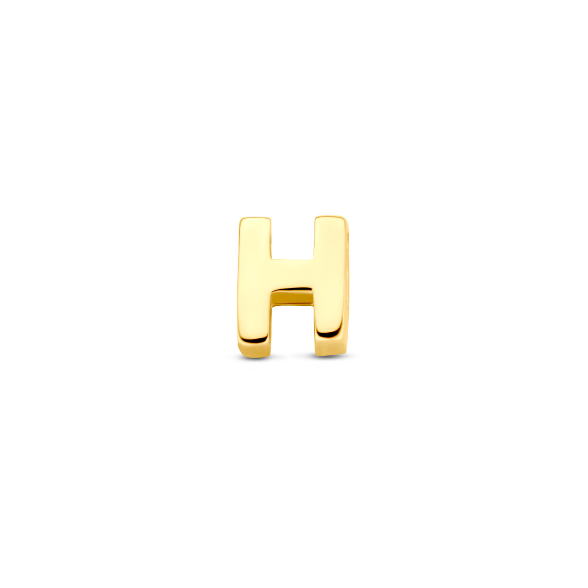Vooraanzicht van de 9 karaat geelkleurige letterhanger, letter H