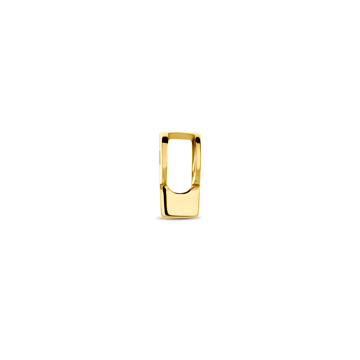 Zijaanzicht van de 9 karaat geelkleurige letterhanger, letter P