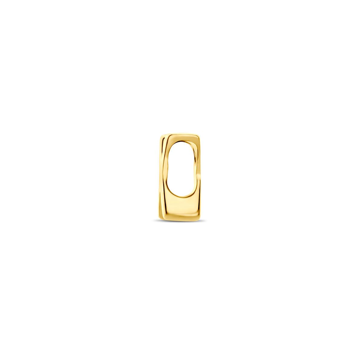 Zijaanzicht van de 9 karaat geelkleurige letterhanger, letter X
