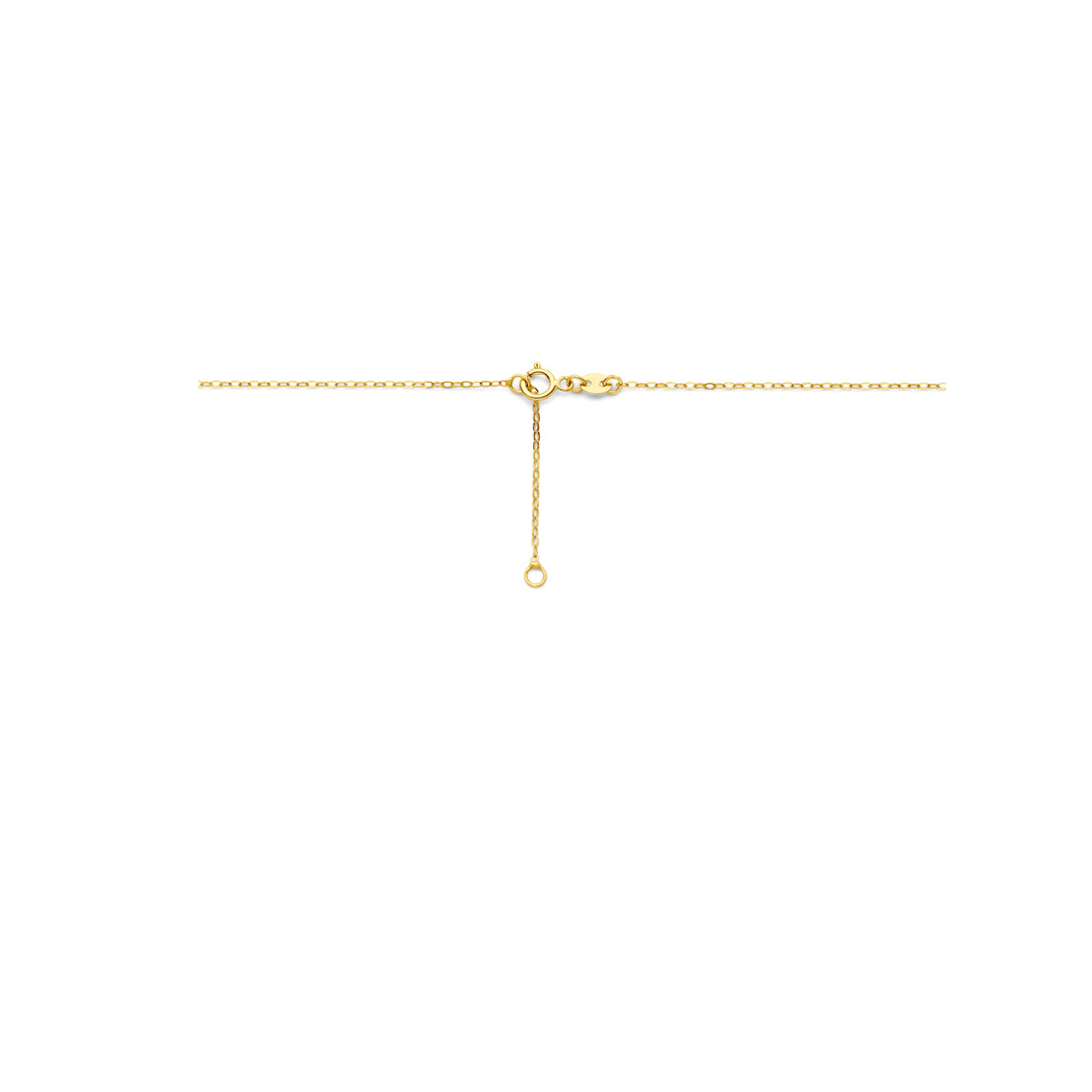 Detail van de sluiting van de 9 karaat geelkleurige ketting met druppel