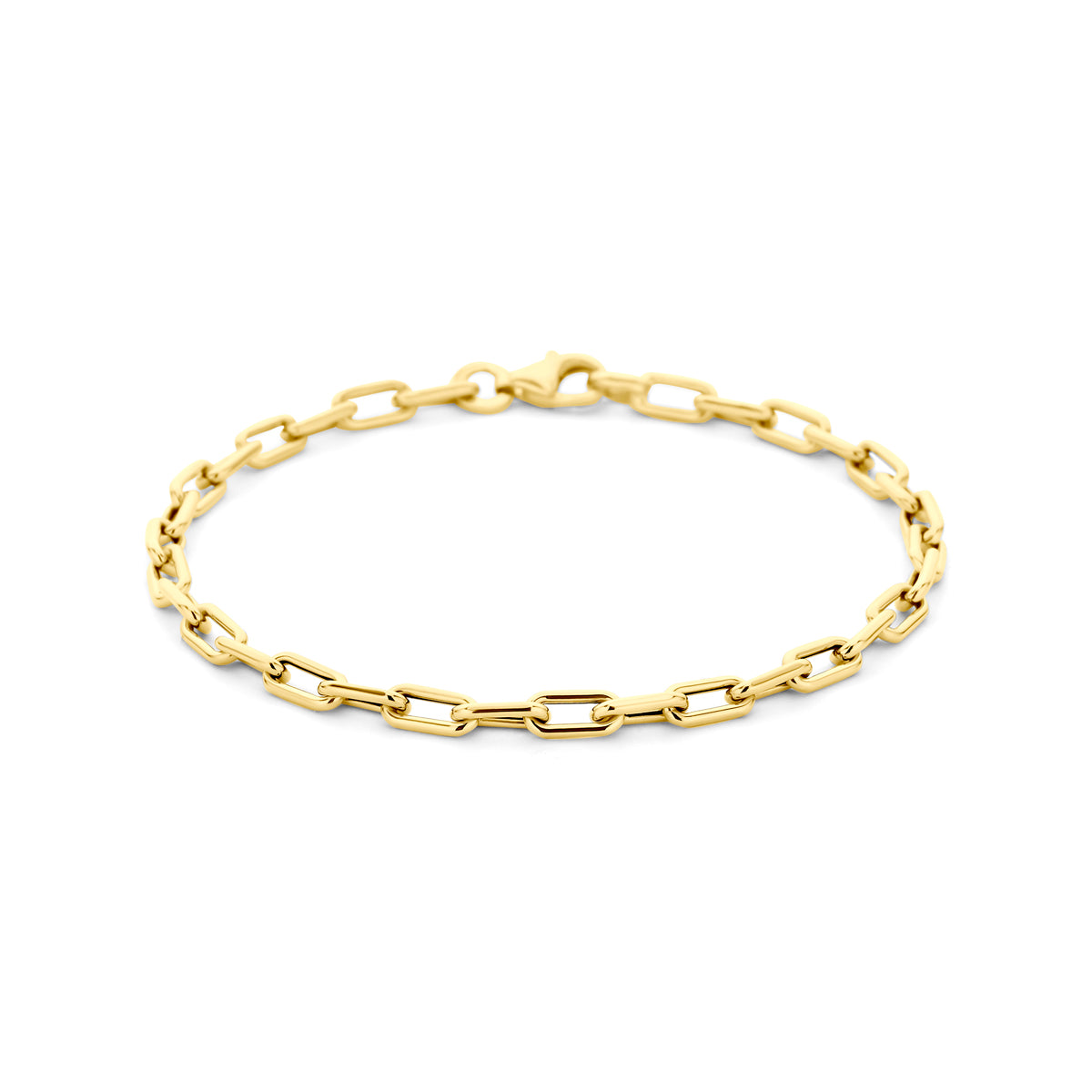 Vooraanzicht van de 9 karaat geelkleurige ankerarmband.