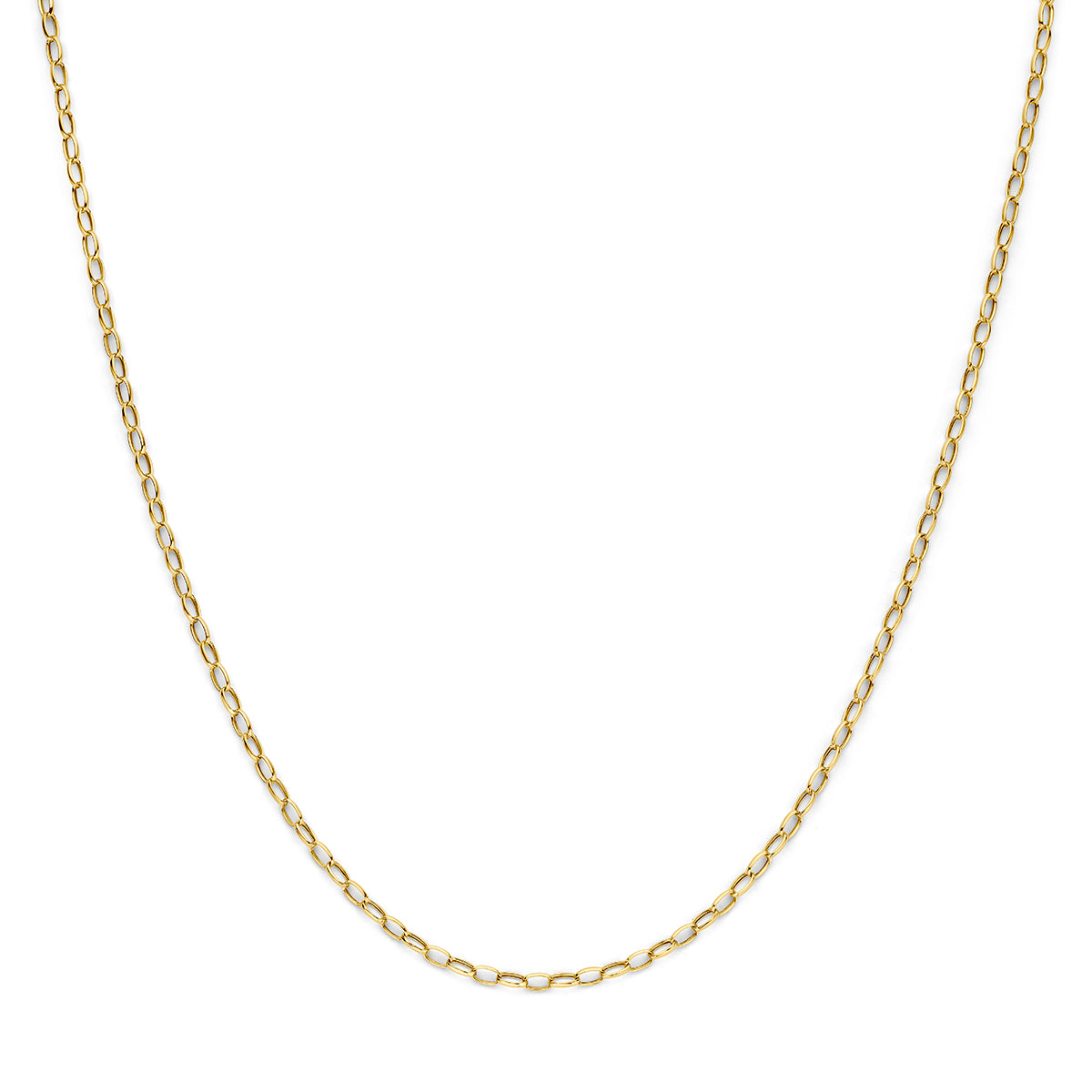 9 karaat ketting: vooraanzicht van de 9 karaat geelkleurige ankerketting, lengte 40 cm.