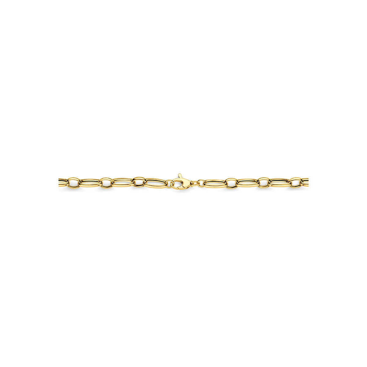 9 karaat ketting: detail van de 9 karaat geelkleurige ankerketting.