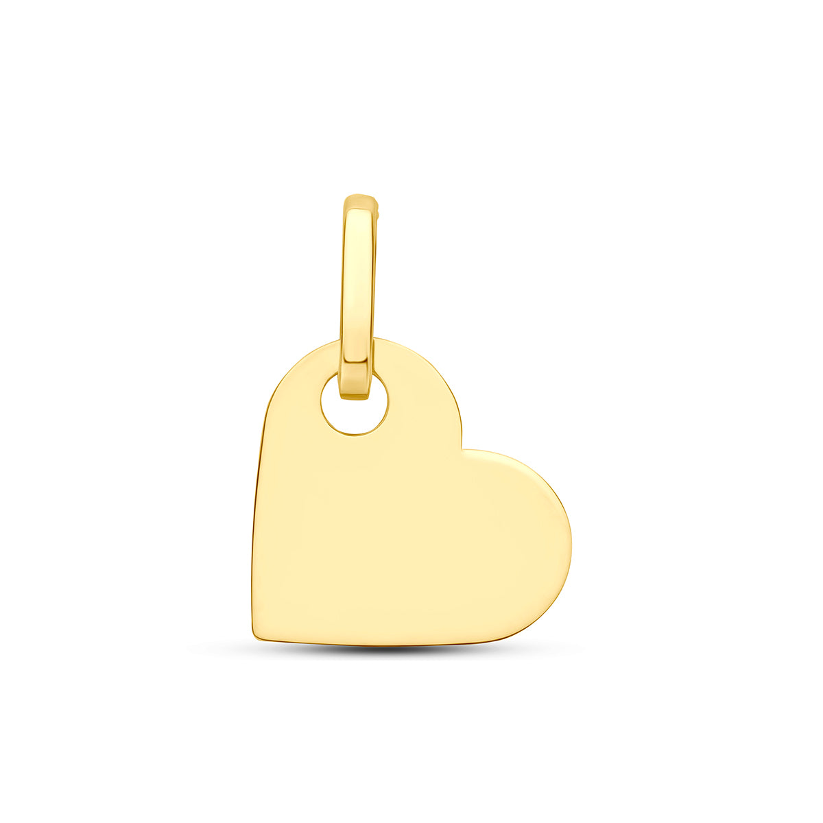 Hartje hanger: vooraanzicht van de geelkleurige hartje hanger van 9 karaat.