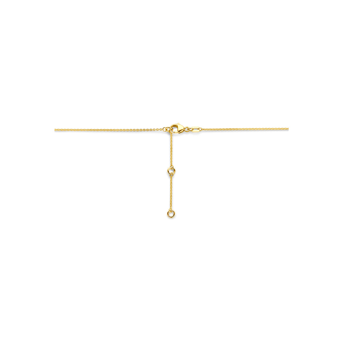 9 karaat ketting: detail van de 9 karaat geelkleurige ketting met druppel.