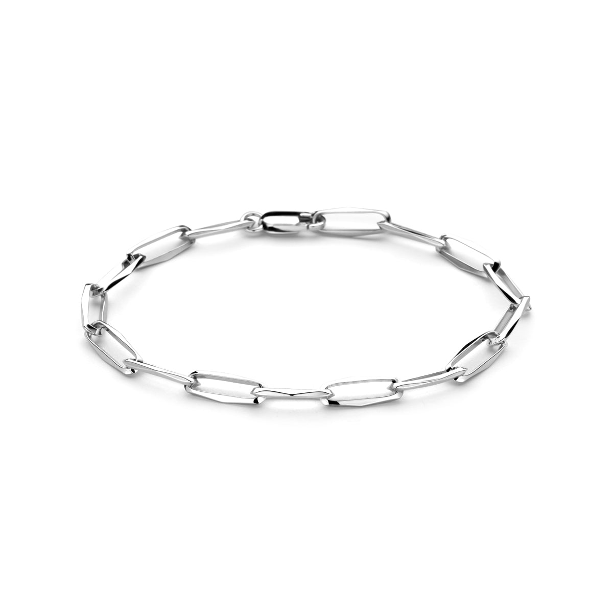 Vooraanzicht van de 925 gerhodineerd zilveren armband met closed forever schakel van 5,0 mm, verkrijgbaar in diverse lengtes.