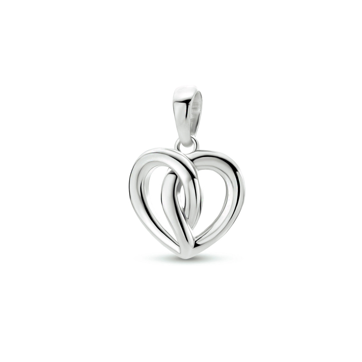Vooraanzicht van de zilveren hart hanger.