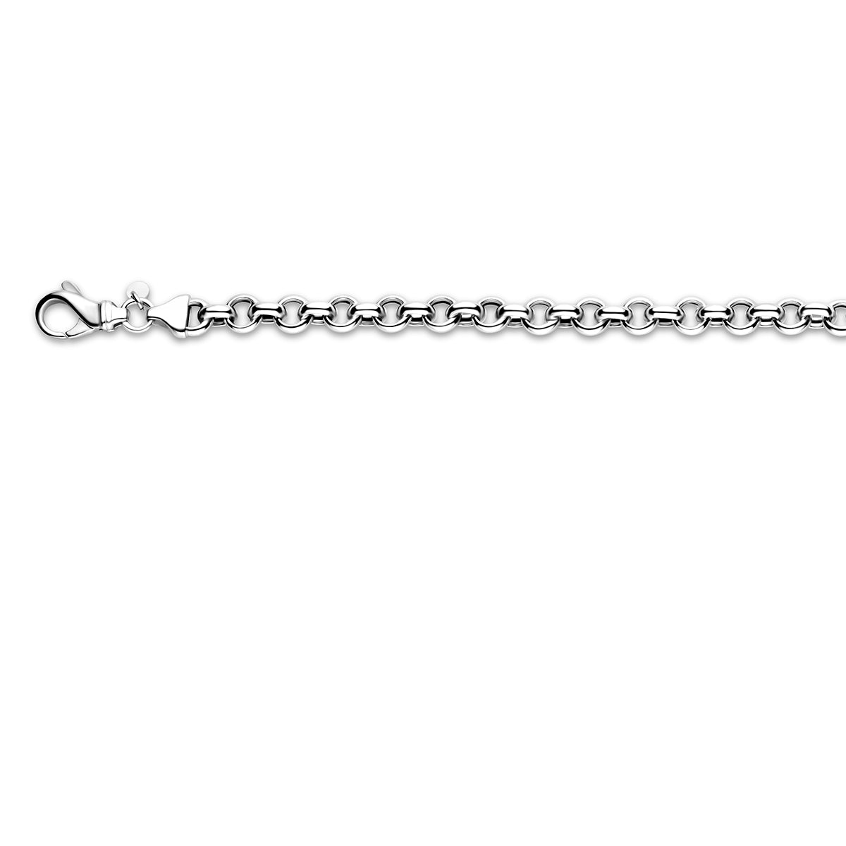 Zilveren jasseron ketting: 925 gerhodineerd zilveren jasseron halsketting van 7,0 mm breed, vooraanzicht