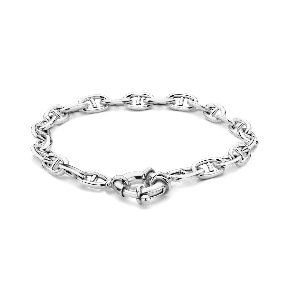 Vooraanzicht van de zilveren marine armband.