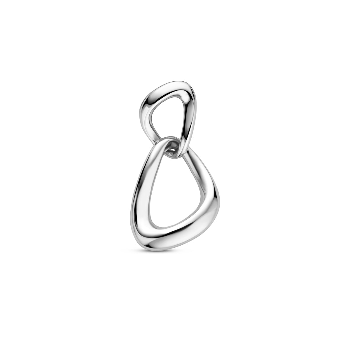 Zilveren hanger: vooraanzicht van de 925 gerhodineerd zilveren schakel hanger.