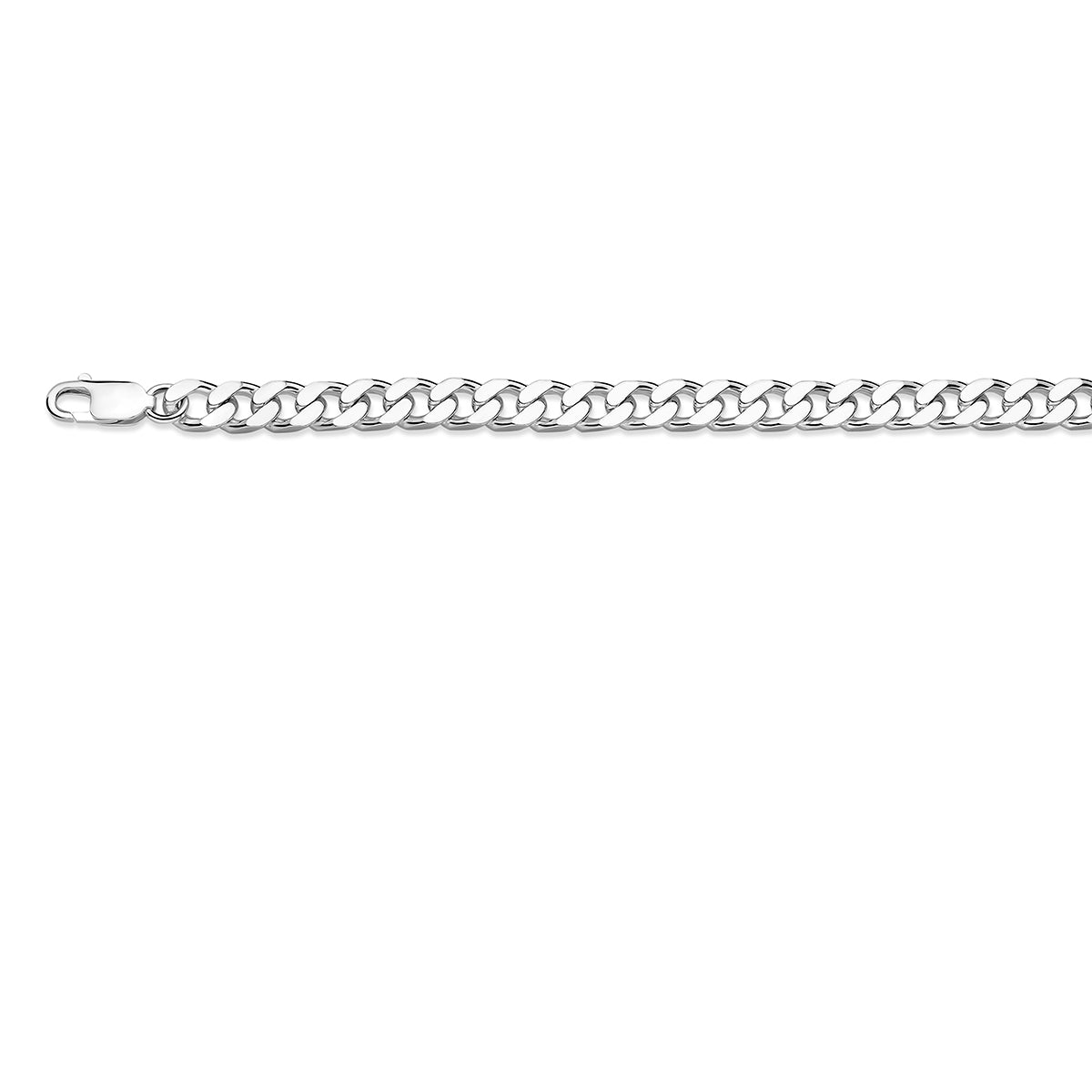 Zilveren gourmet armband heren: 925 zilveren 4-zijdig geslepen gourmette armband van 7,0 mm breed, vooraanzicht