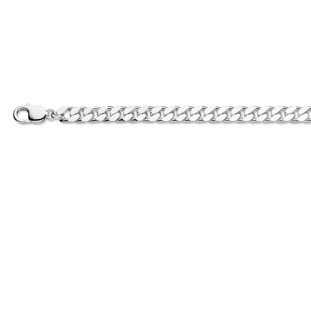 Zilveren gourmet armband heren: 925 zilveren 4-zijdig geslepen gourmette armband van 8,0 mm breed, vooraanzicht