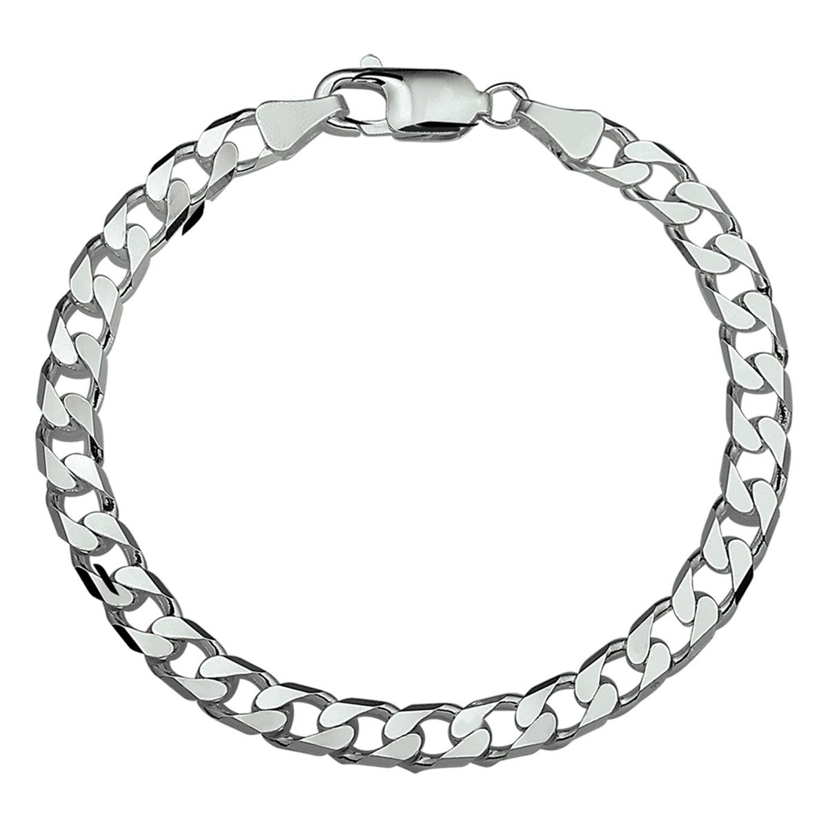 Zilveren gourmet armband heren: 925 zilveren 8-zijdig geslepen gourmette armband van 6,0 mm breed, rond gelegd met de sluiting