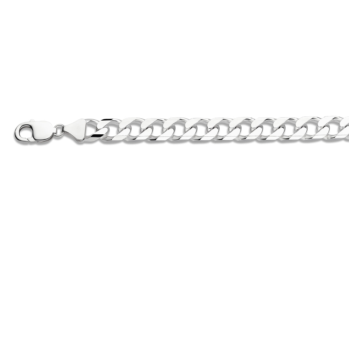 Zilveren gourmet ketting heren: 925 zilveren 8-zijdig geslepen gourmette halsketting van 10,0 mm breed, vooraanzicht