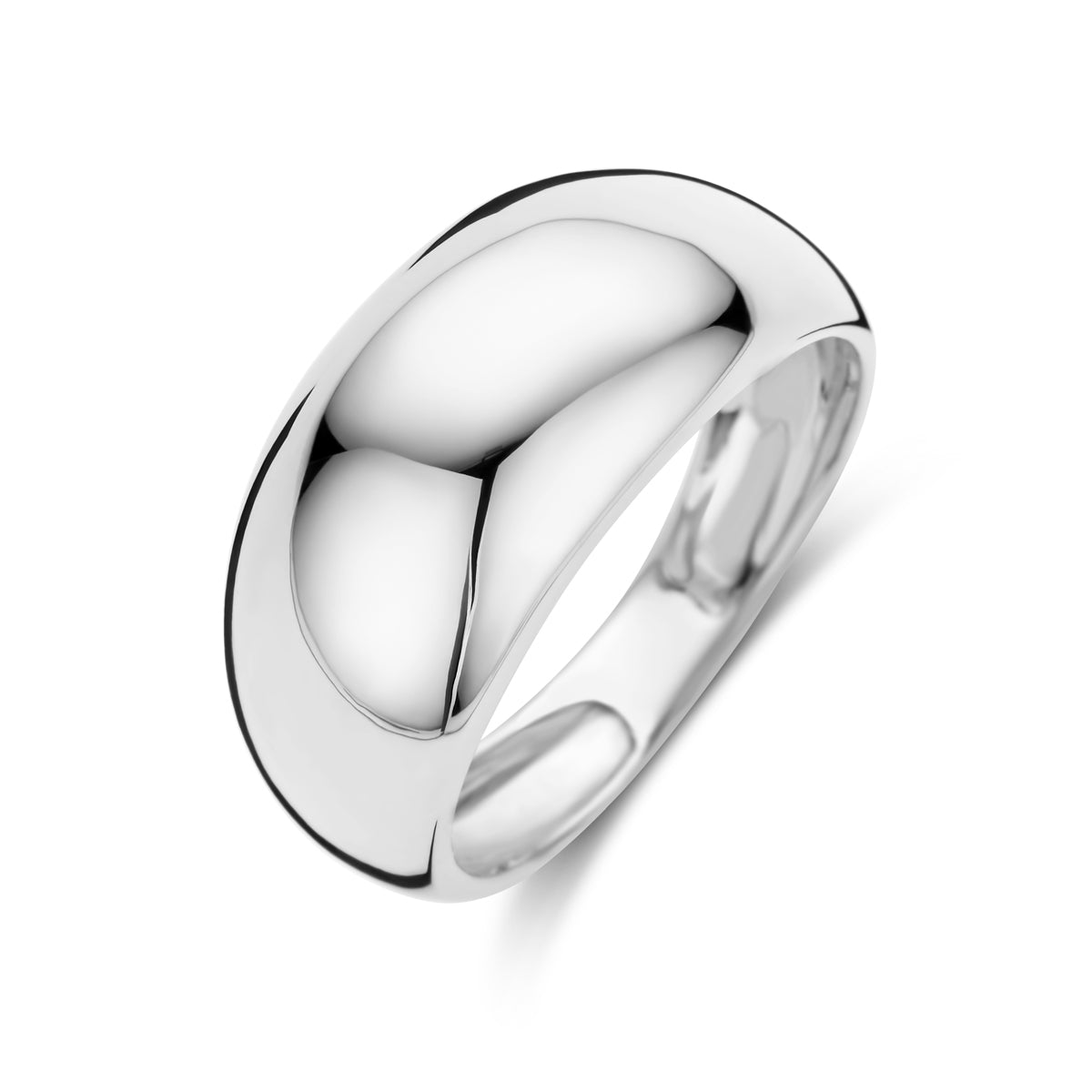 Schuin bovenaanzicht van de zilveren balloon ring.