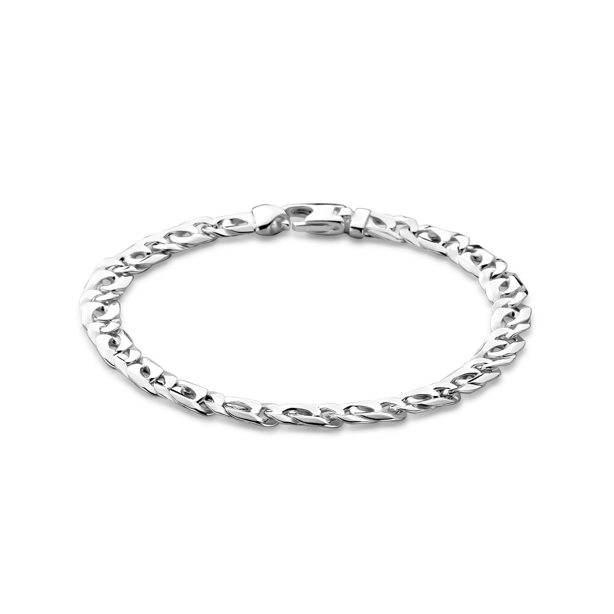 Vooraanzicht van de 925 zilveren fantasie armband van 6,5 mm, verkrijgbaar in diverse lengtes.