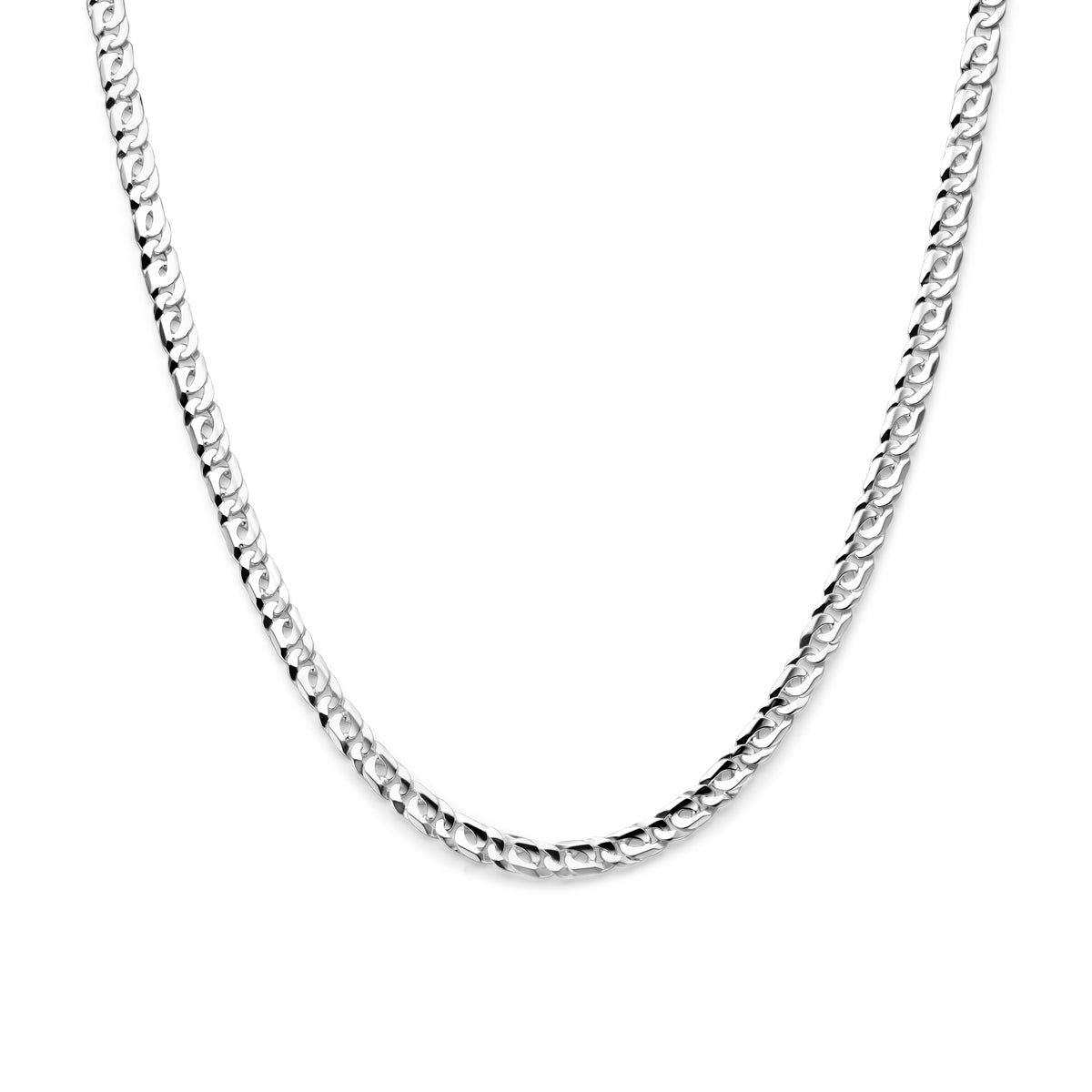 Vooraanzicht van de 925 zilveren fantasie ketting 6,5 mm, verkrijgbaar in 50 en 60 cm.