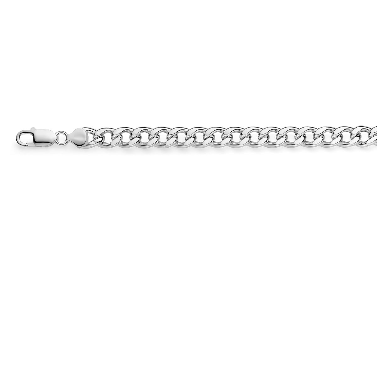 Zilveren gourmet ketting heren: 925 zilveren gourmette halsketting van 8,3 mm breed, vooraanzicht