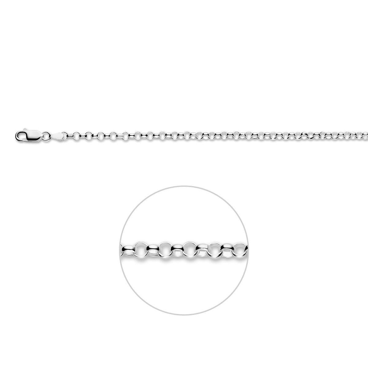 Zilveren jasseron armband: 925 zilveren jasseron armband van 3,6 mm breed, vooraanzicht