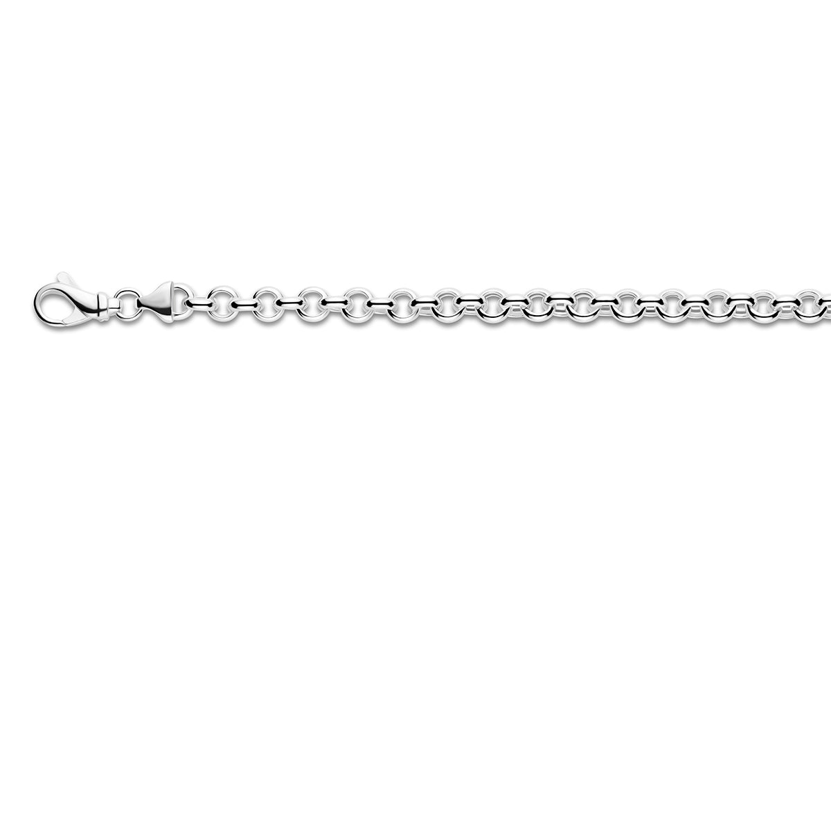Zilveren jasseron armband: 925 zilveren jasseron armband van 6,5 mm breed, vooraanzicht