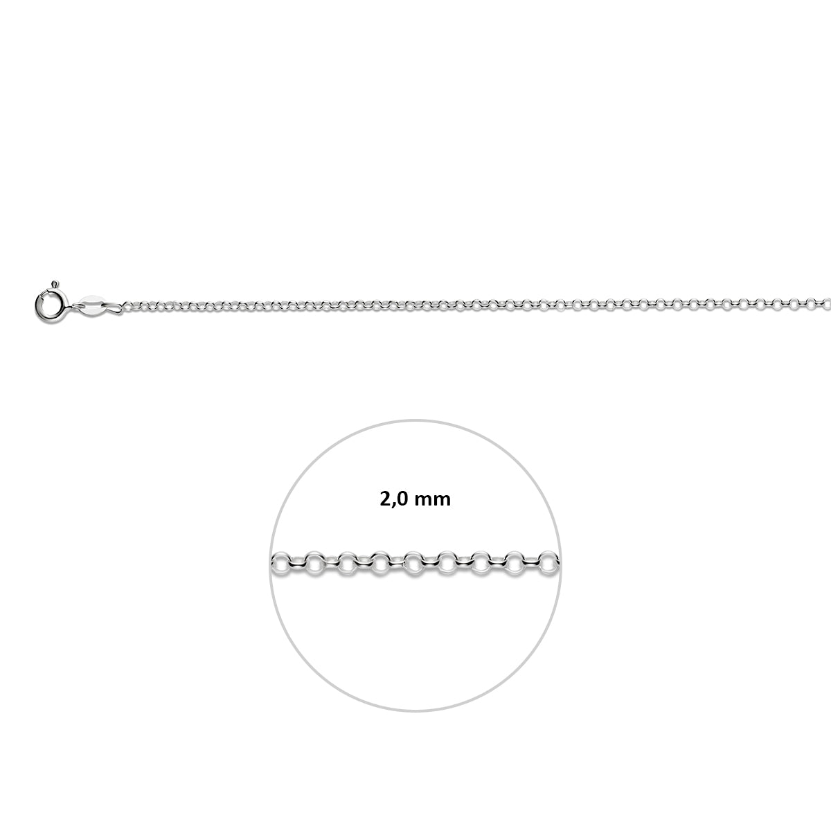 Zilveren jasseron ketting: 925 zilveren jasseron halsketting, met de schakelbreedte van 2,0 mm aangegeven