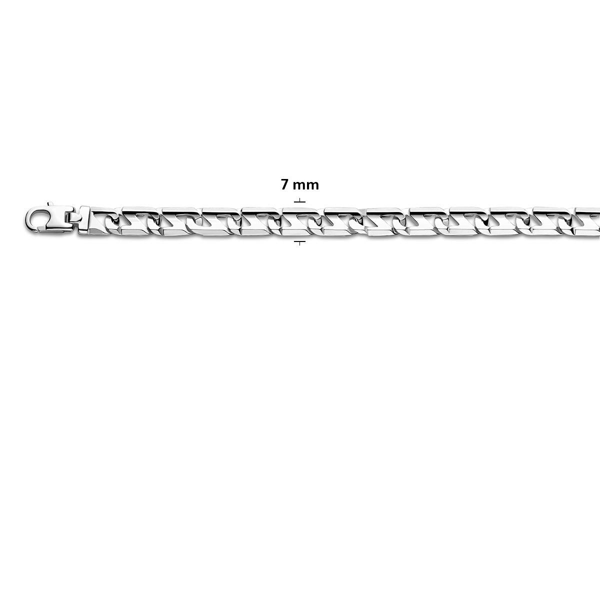 Zilveren ankerketting: 925 zilveren platte anker halsketting, met de schakelbreedte van 7,0 mm aangegeven