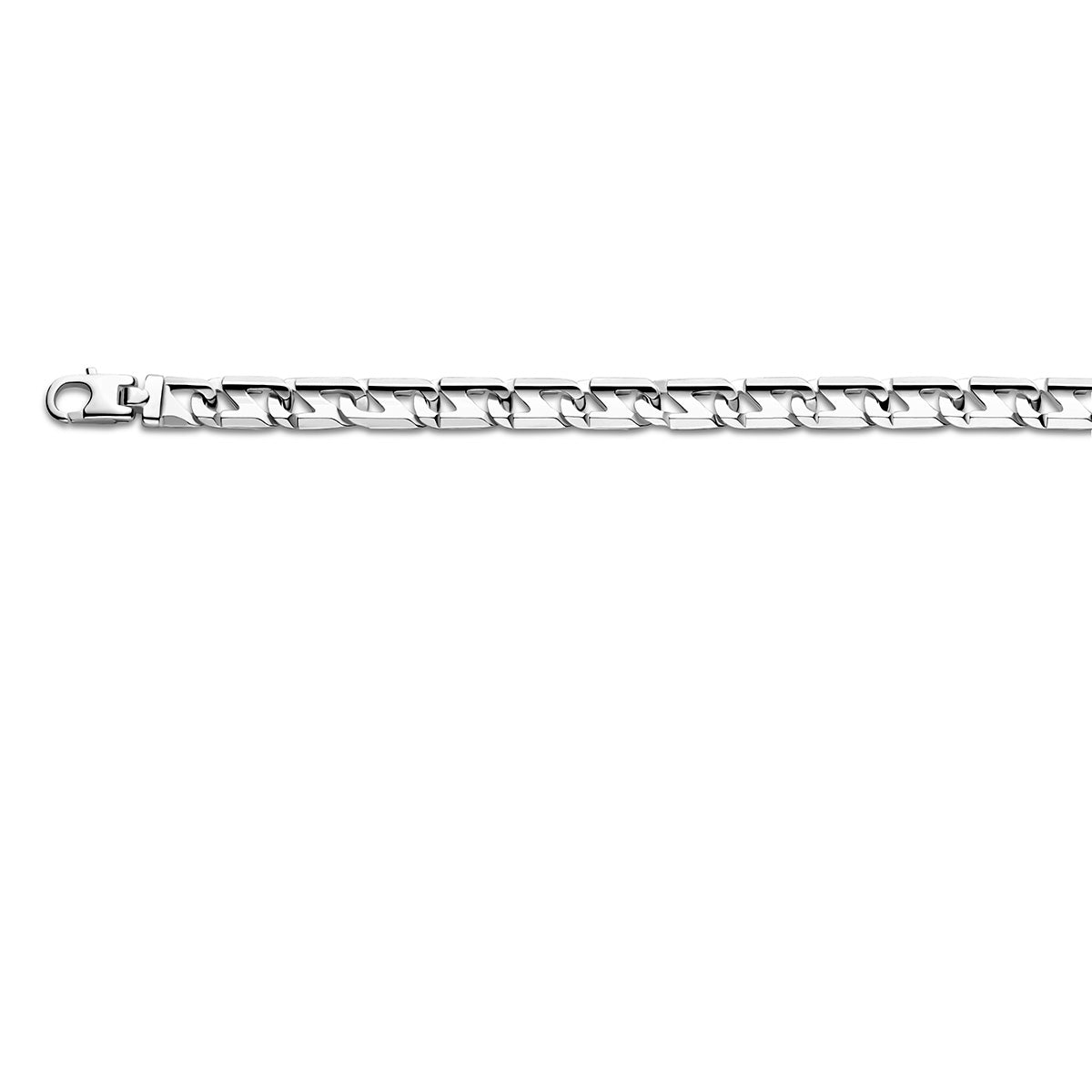 Zilveren ankerketting: 925 zilveren platte anker halsketting van 7,0 mm breed, vooraanzicht