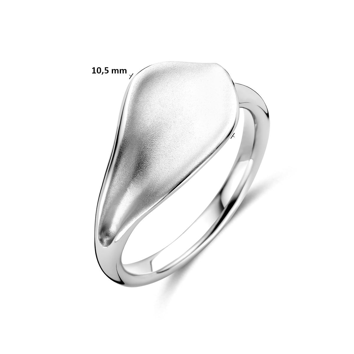 Ring 'Lacryma' met afmetingen (breedte 10.5mm).