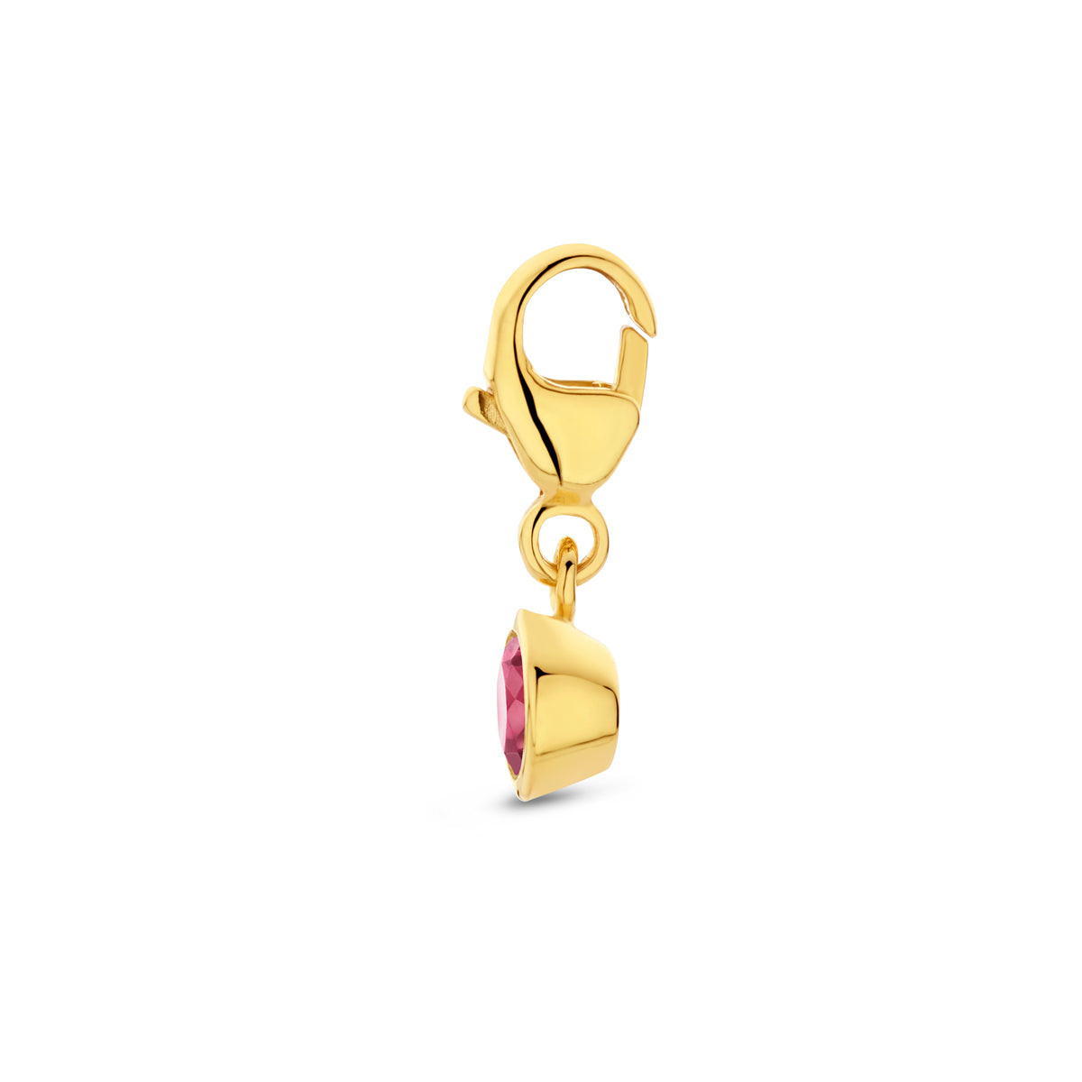 Close-up van de zijkant, toont de hoogte van de gouden zetkast en het haakje.