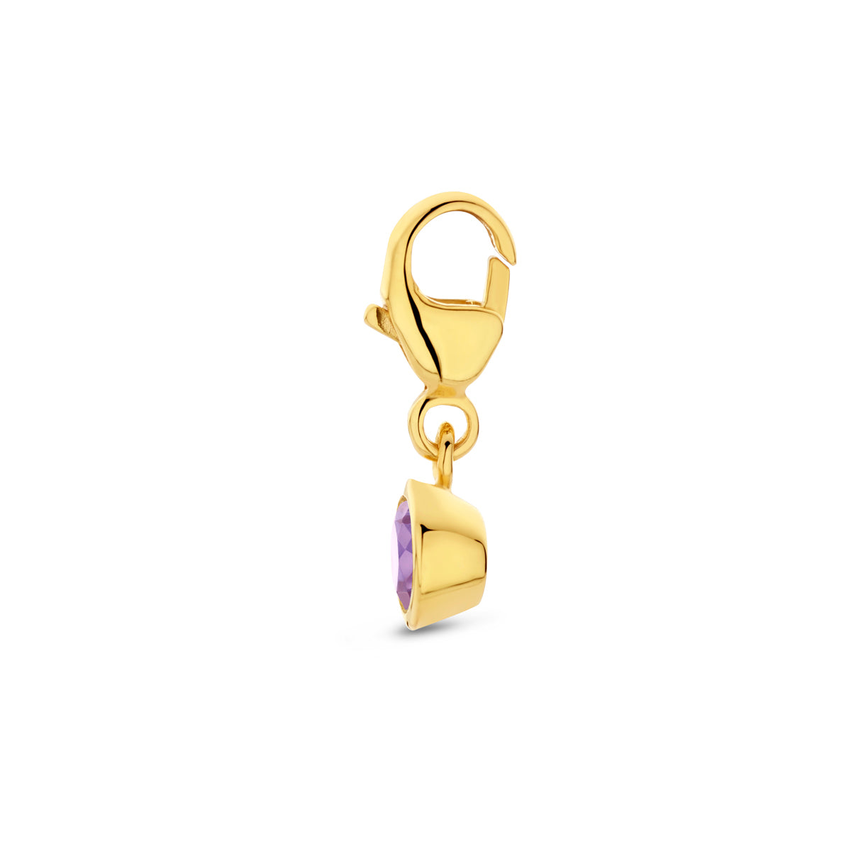 Close-up van de zijkant, toont de hoogte van de gouden zetkast en het haakje.