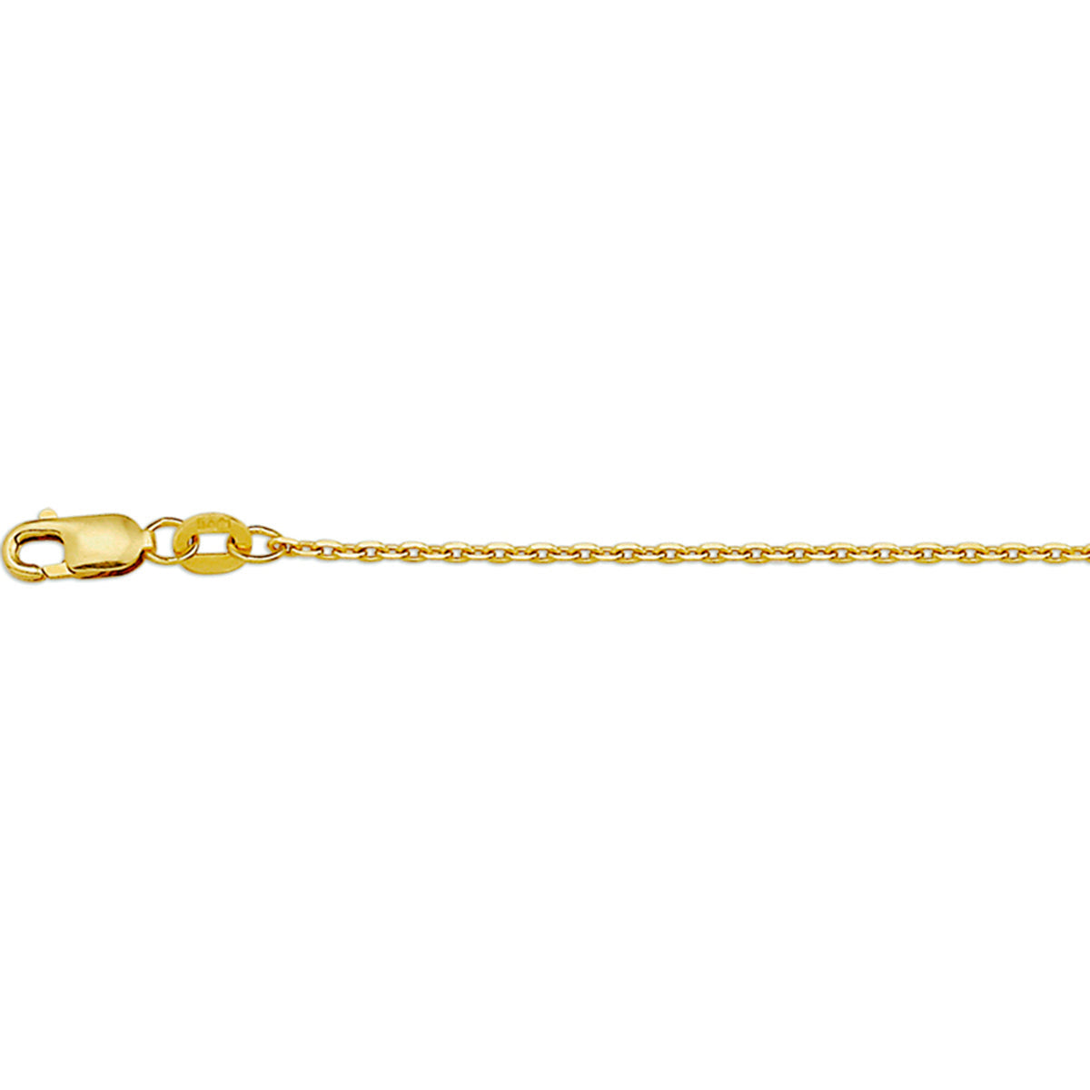 Detail van de luxe 18 karaat gouden facetten van de 1,3 mm anker halsketting.