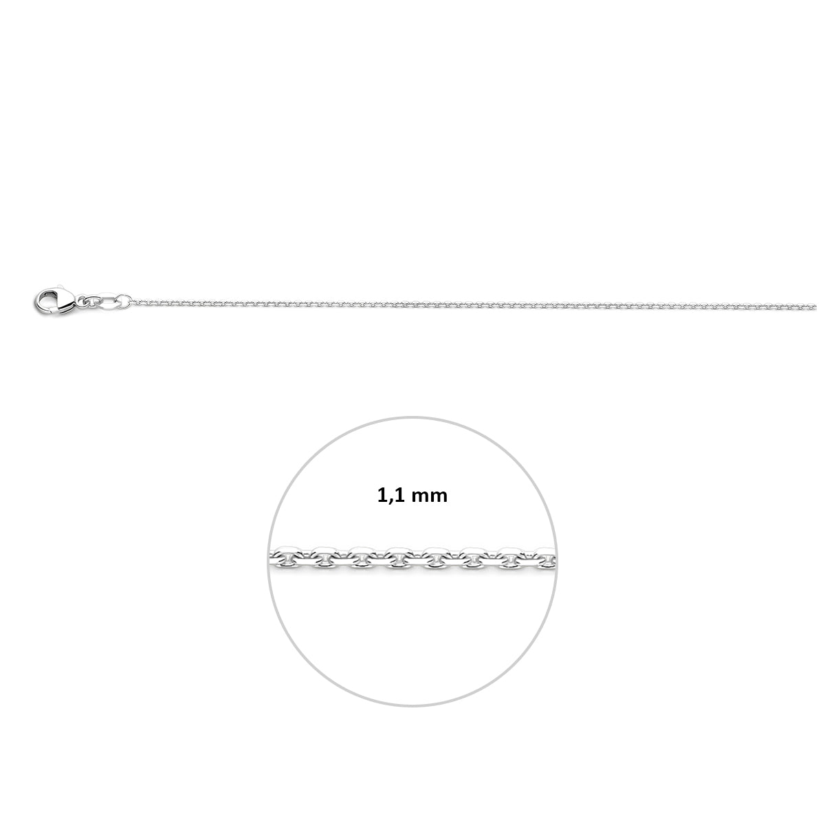 Close-up van de karabijnsluiting en de schakelbreedte.