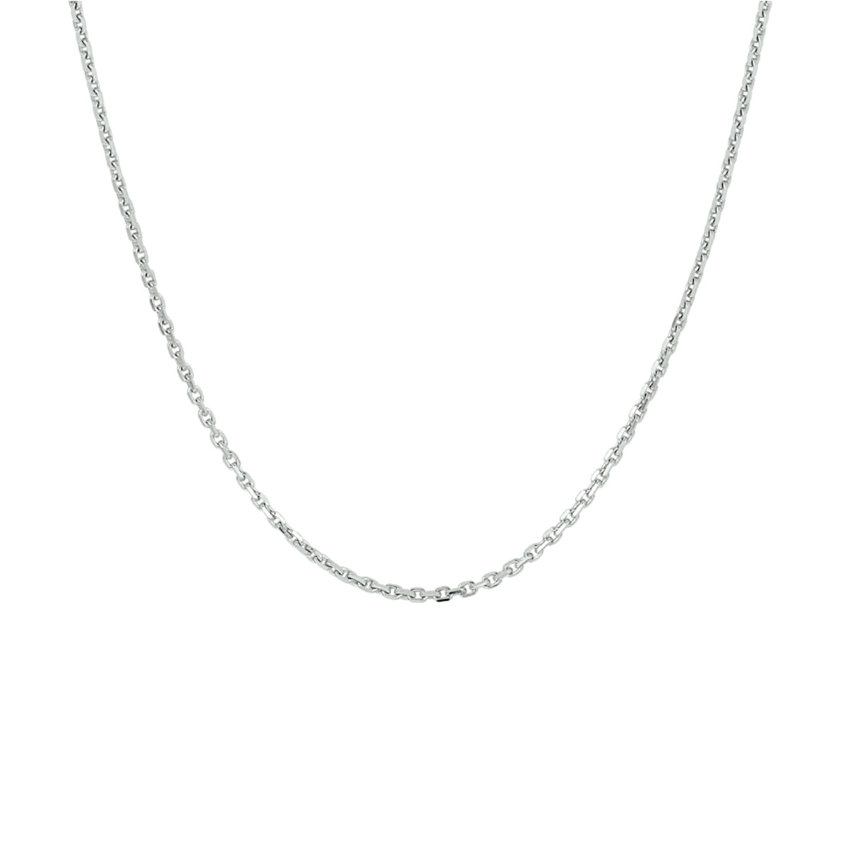 Detailopname van de luxe gediamanteerde facetten van de 925 zilveren 1,3 mm anker ketting.